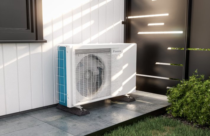 heat pump outside a home